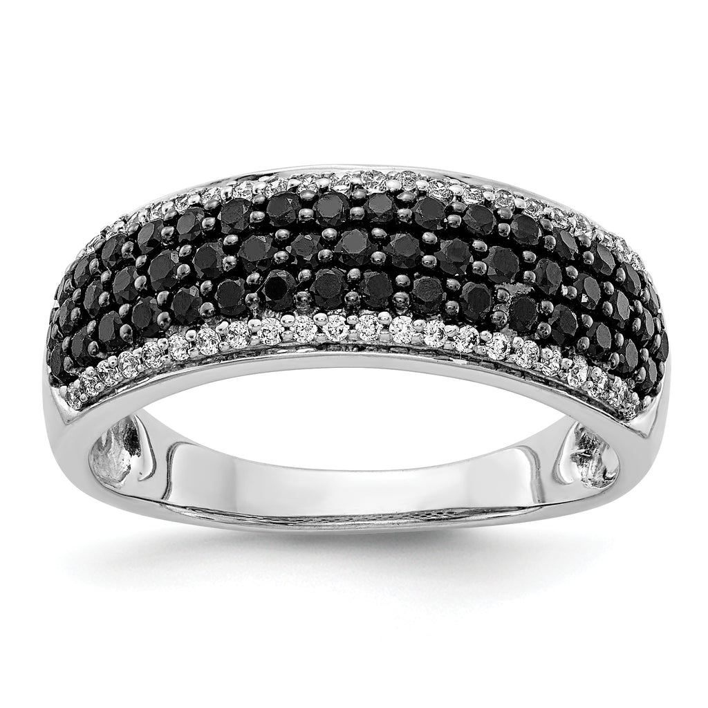 14k White Gold White and Black Diamond Band Ring