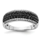 14k White Gold White and Black Diamond Band Ring