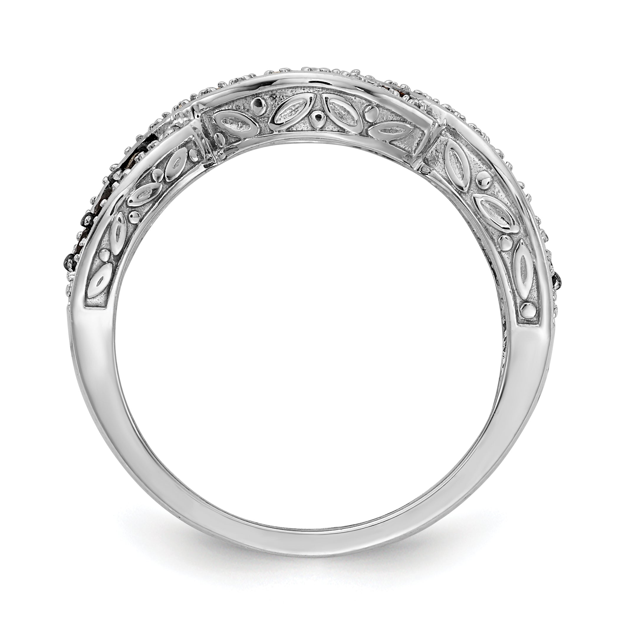 14k White Gold White and Black Diamond Twist Ring Secondary image