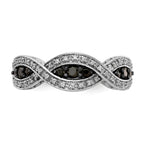 14k White Gold White and Black Diamond Twist Ring