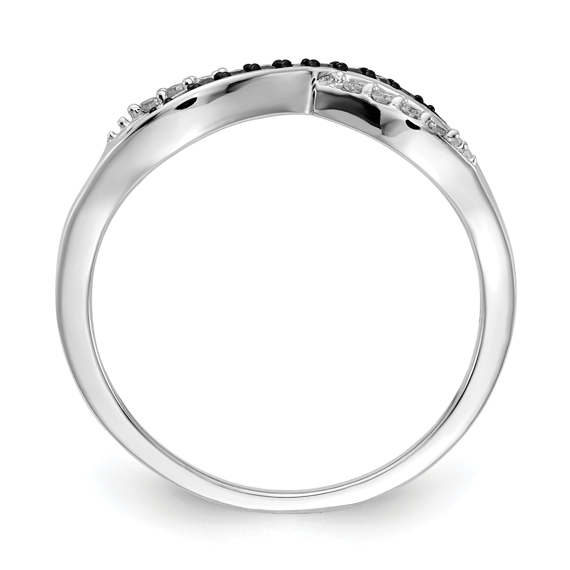 14k White Gold With Blue and White Diamond Crisscross Ring Secondary image