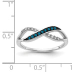 14k White Gold With Blue and White Diamond Crisscross Ring