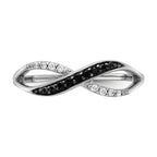 14k White Gold With Black and White Diamond Crisscross Ring