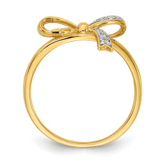 14k WithRhodium Diamond Bow Ring