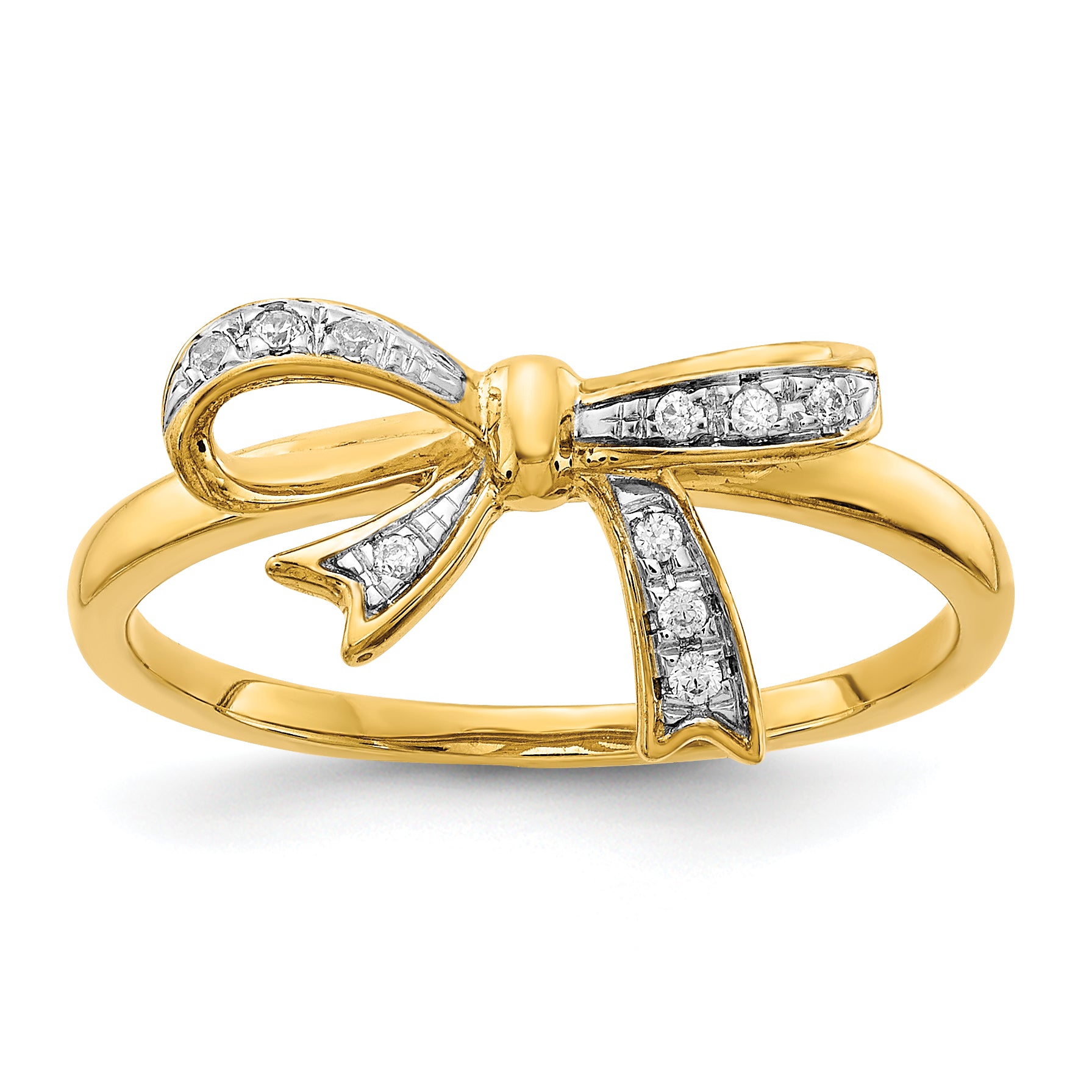 14k WithRhodium Diamond Bow Ring