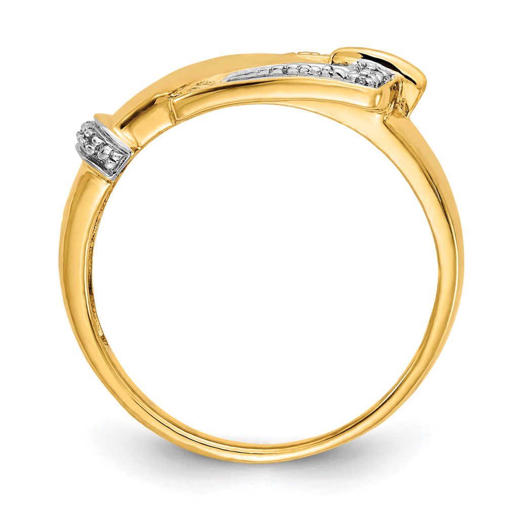 14k Rhodium Diamond Buckle Ring