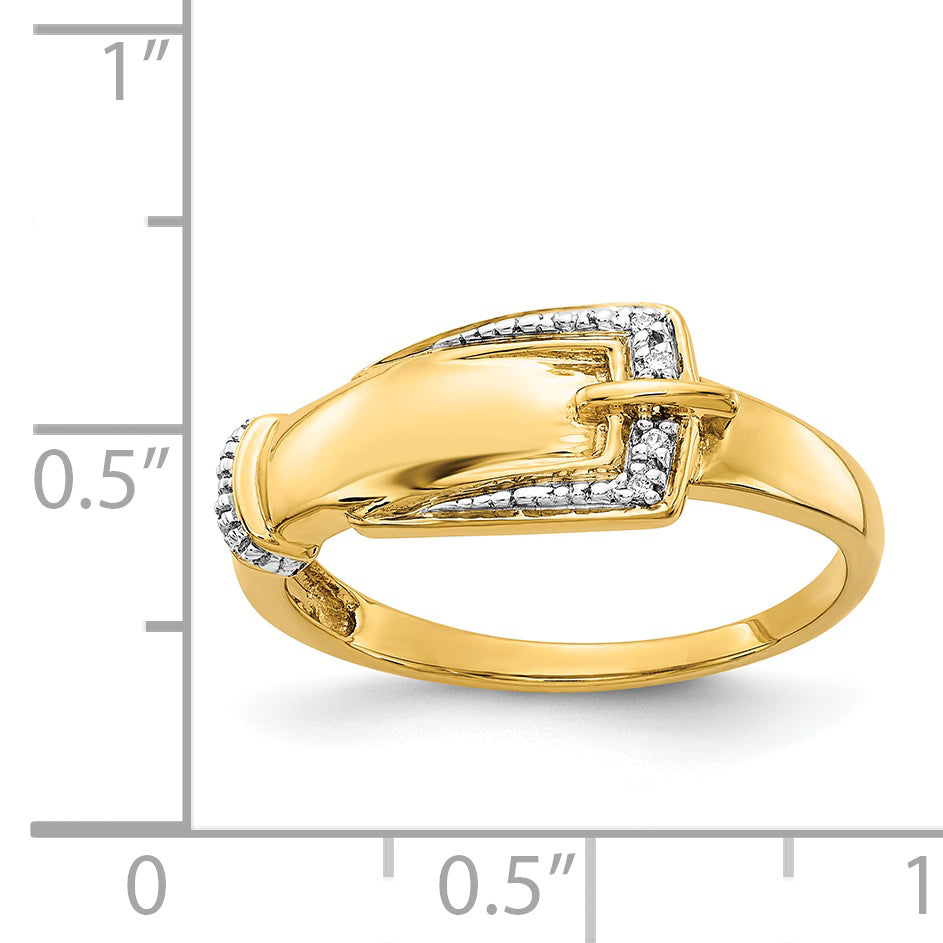 14k Rhodium Diamond Buckle Ring