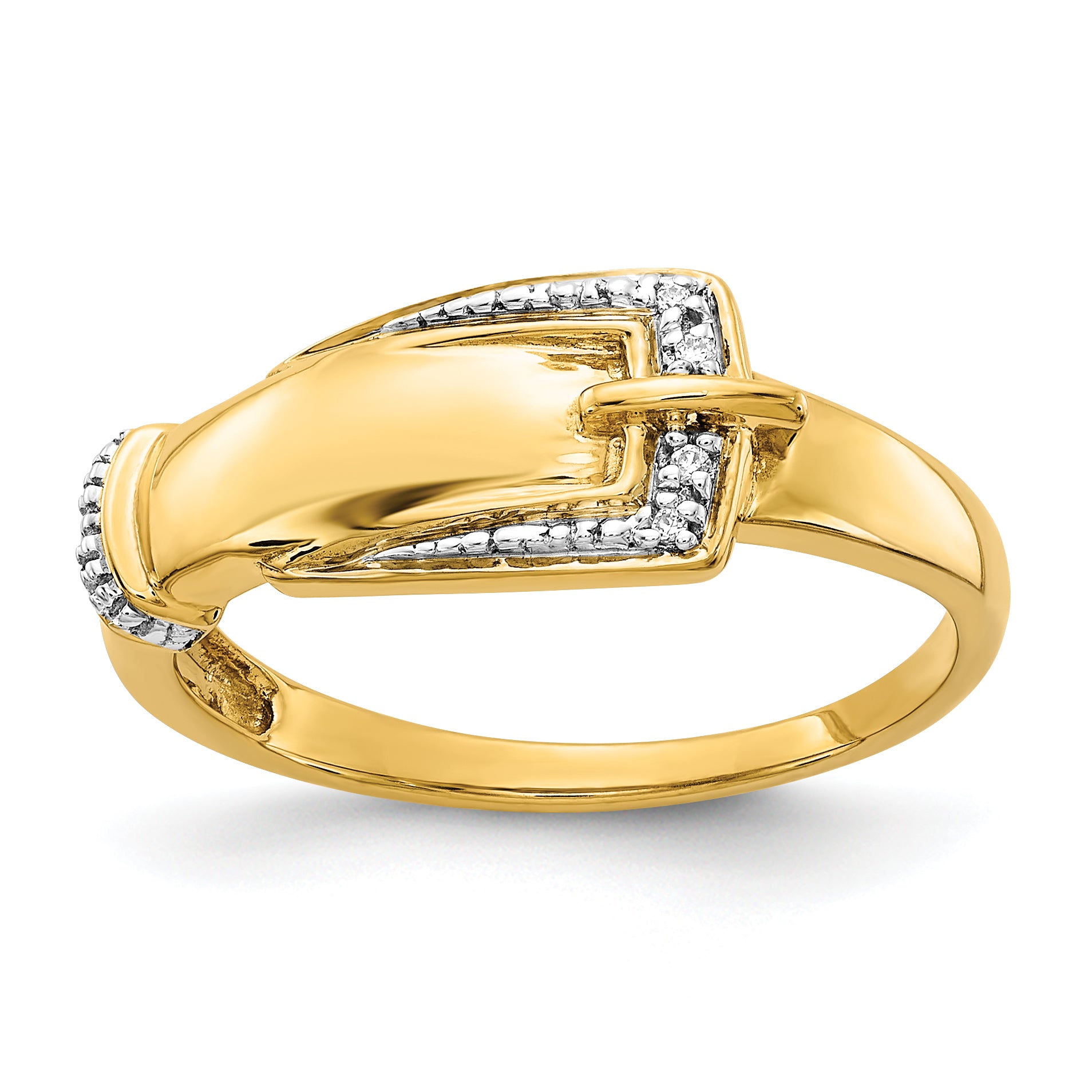 14k Rhodium Diamond Buckle Ring Main image