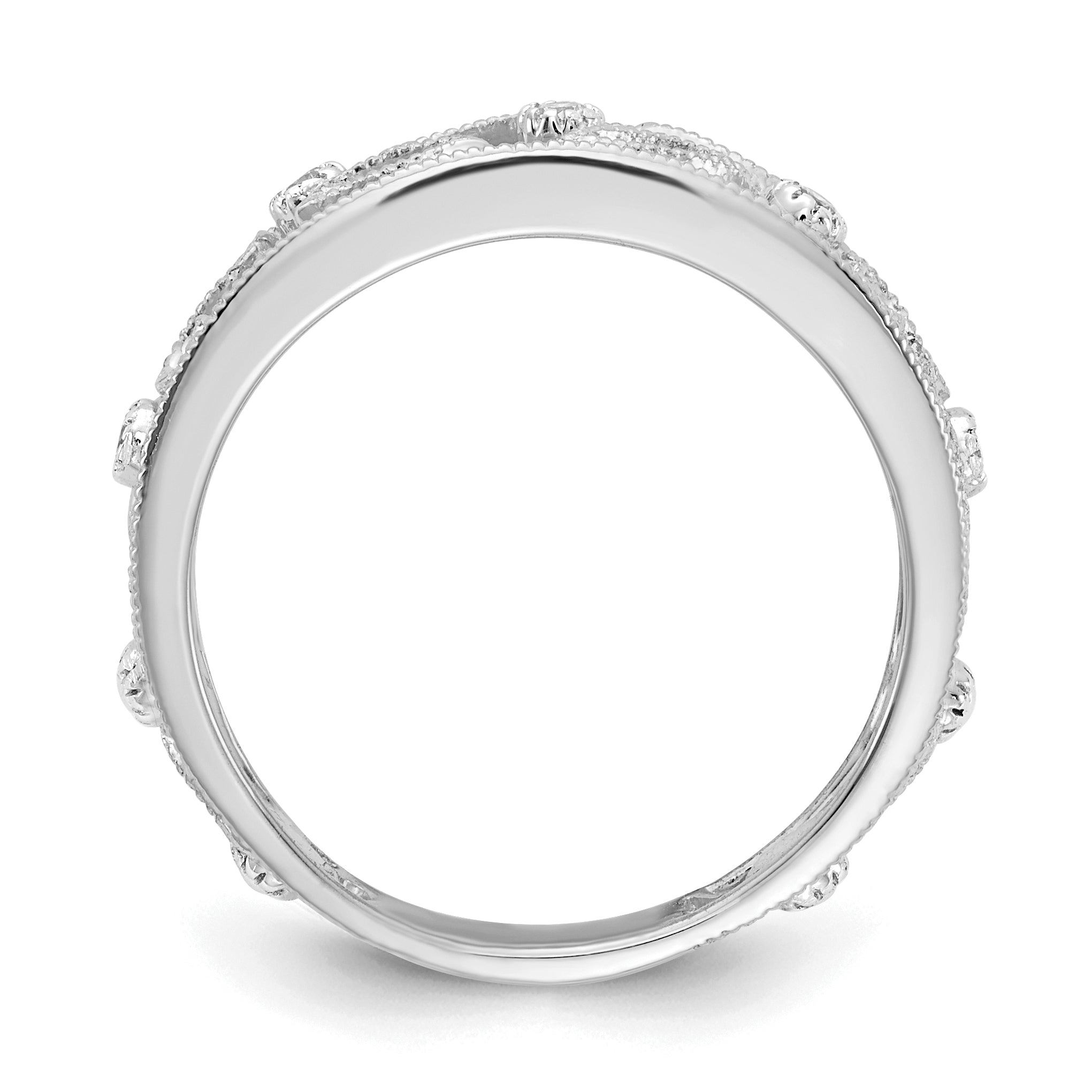 14k White Gold Flower Vine Design Diamond Ring Secondary image