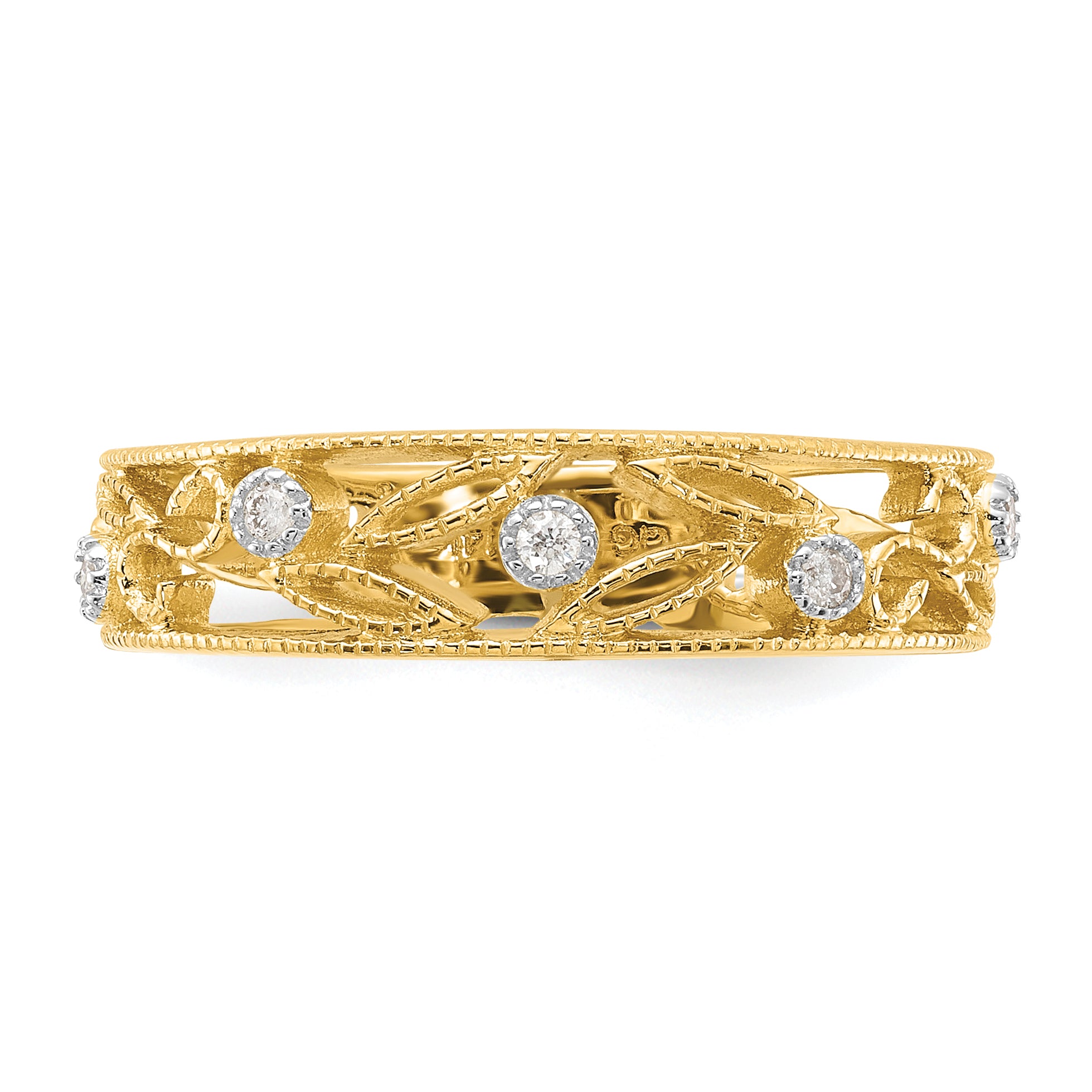 14k Flower Vine Design Diamond Ring
