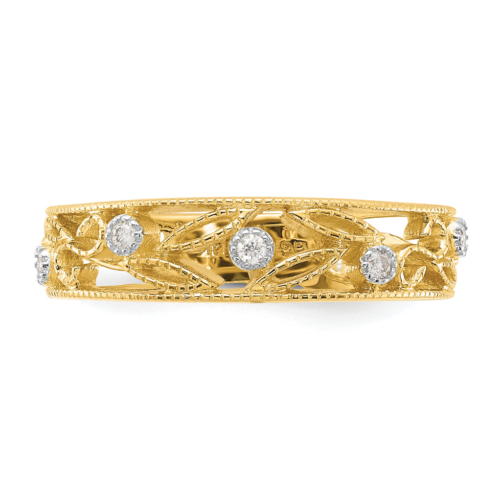 14k Flower Vine Design Diamond Ring