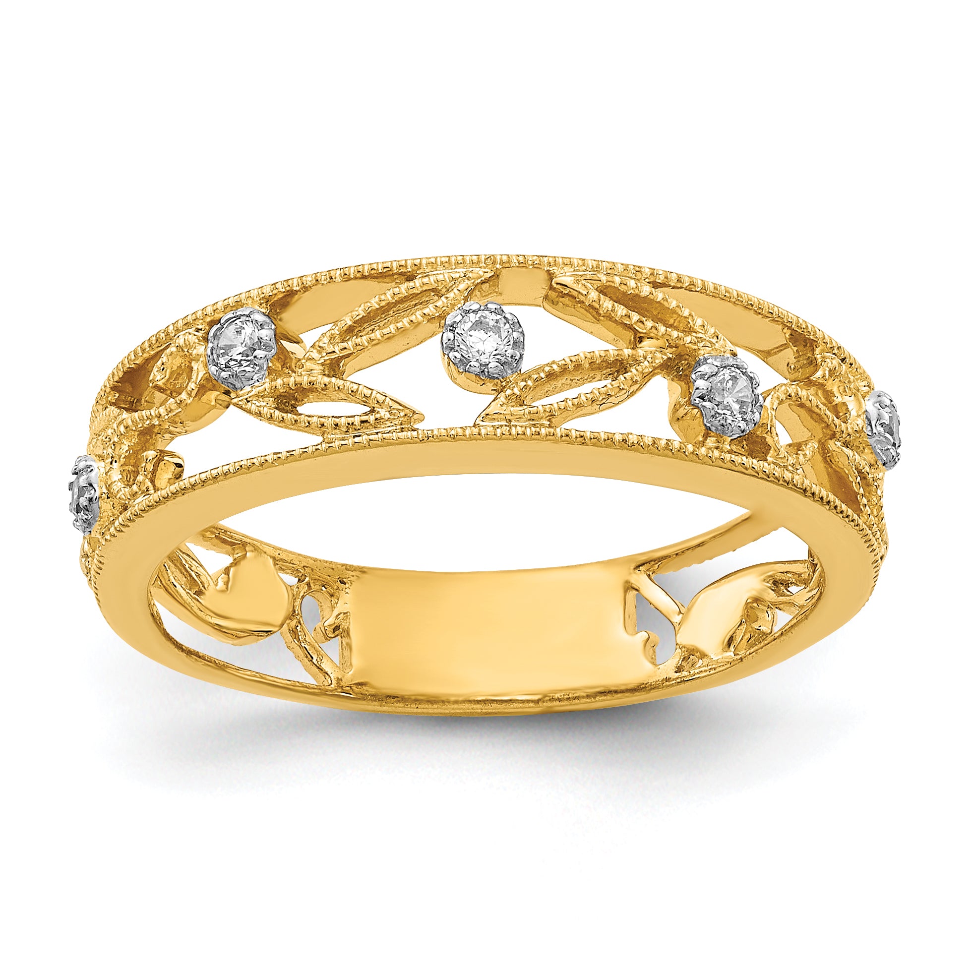 14k Flower Vine Design Diamond Ring Main image