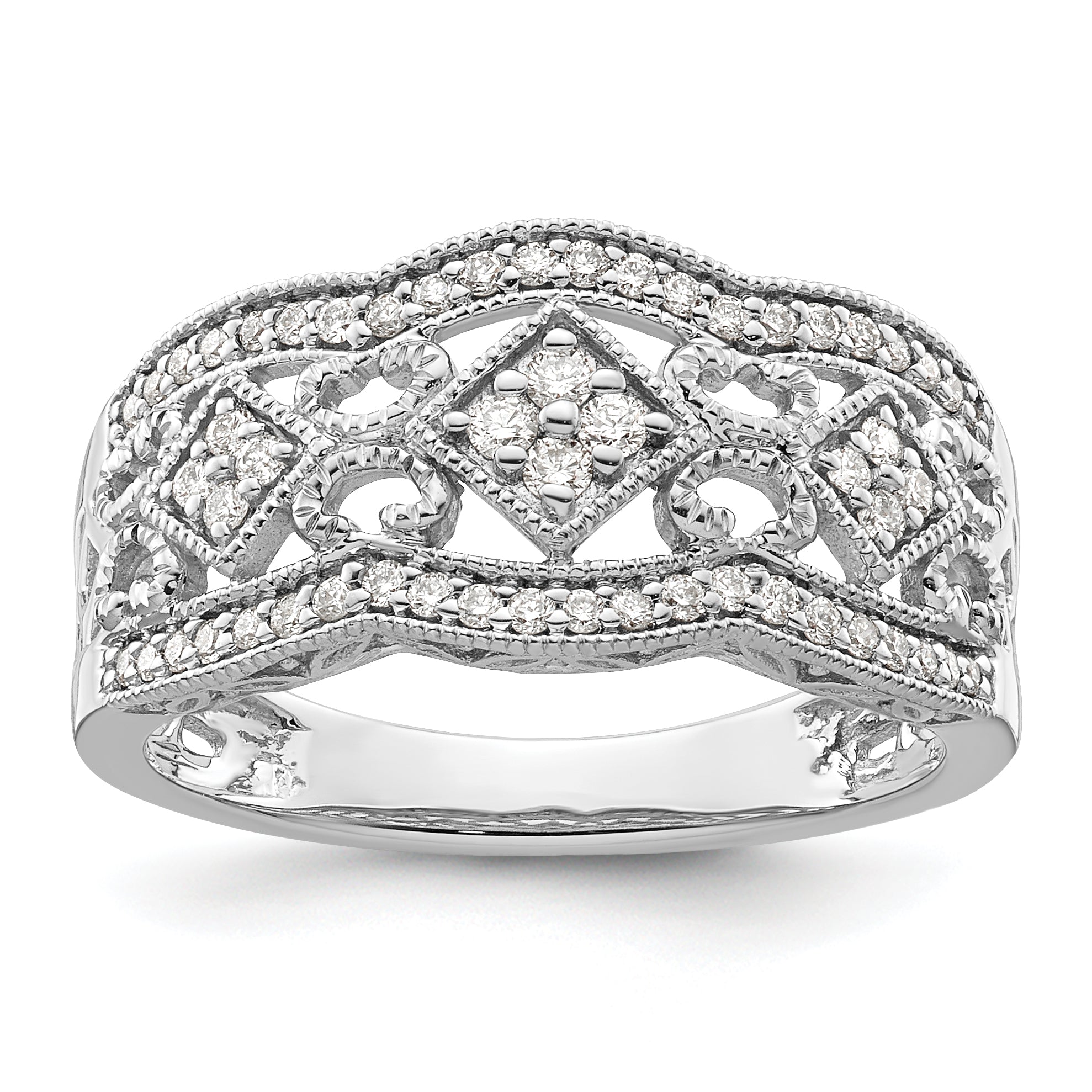 14k White Gold Diamond Vintage Ring Main image