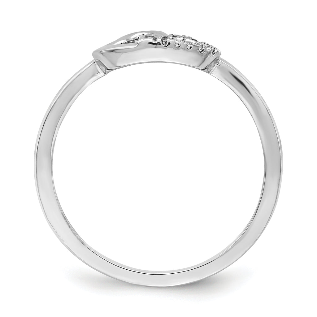 14k White Gold Diamond Double Heart Ring