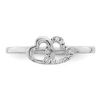 14k White Gold Diamond Double Heart Ring