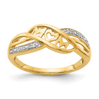 14k WithRhodium Diamond MOM Ring