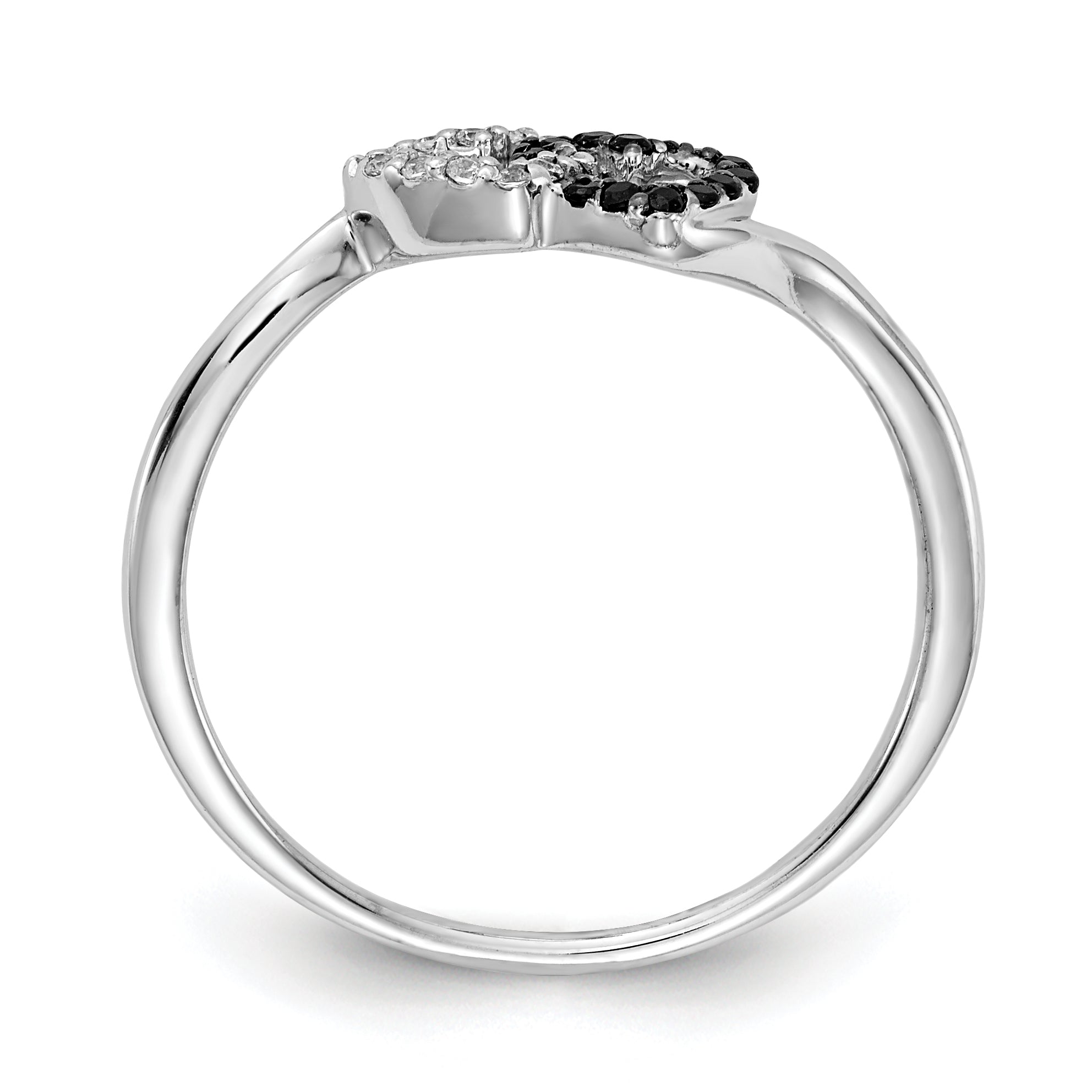 14k White Gold Black and White Diamond Double Heart Ring Secondary image