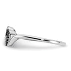 14k White Gold Black and White Diamond Double Heart Ring