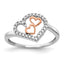 14k White Gold and Rose Gold Diamond Heart Ring