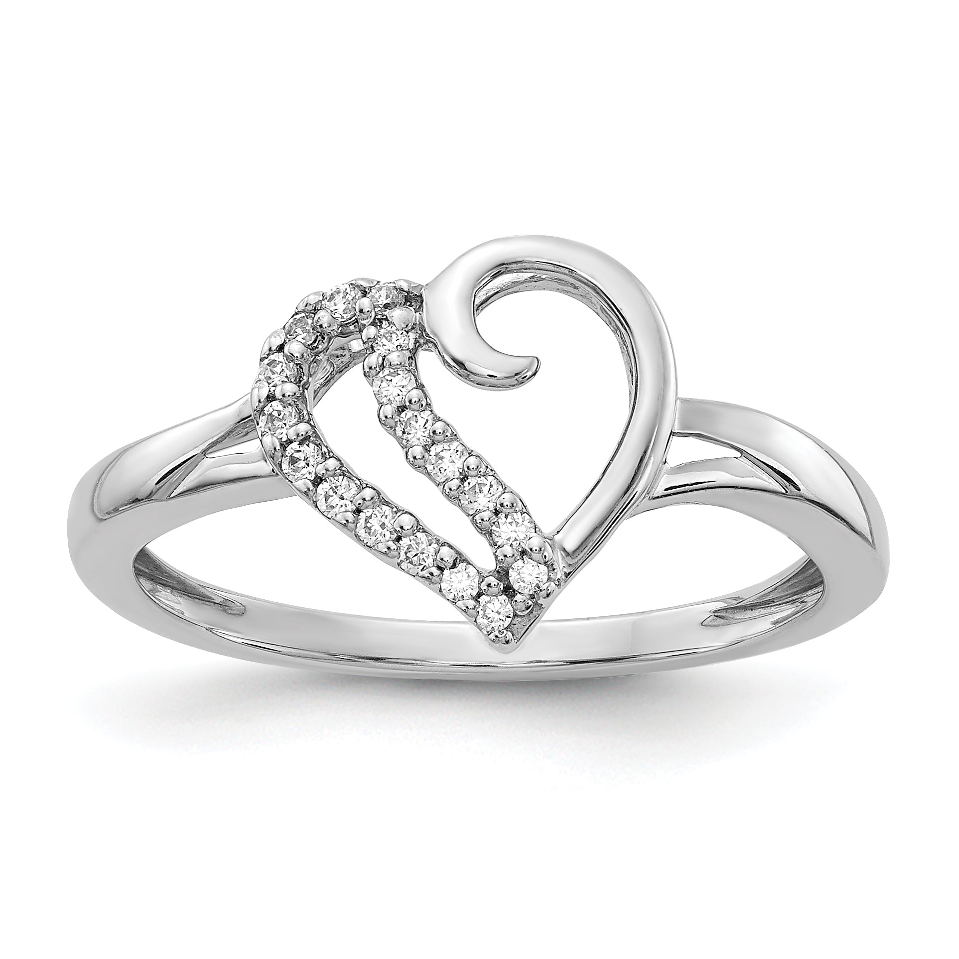 14k White Gold Diamond Heart Ring Main image