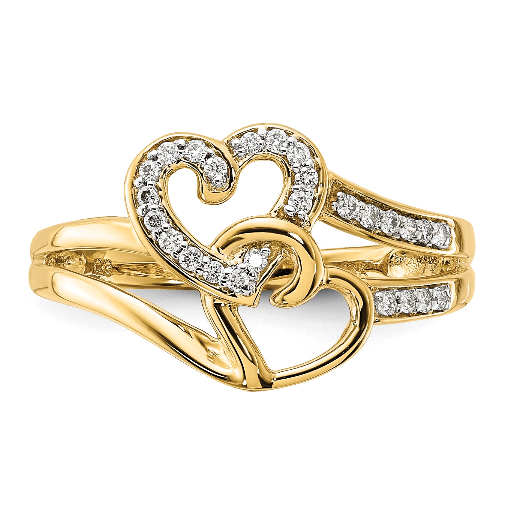 14k Diamond Hearts Ring