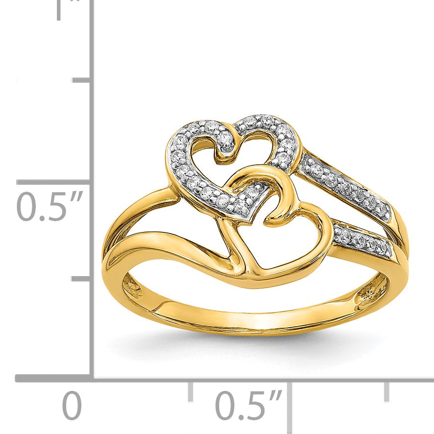 14k Diamond Hearts Ring