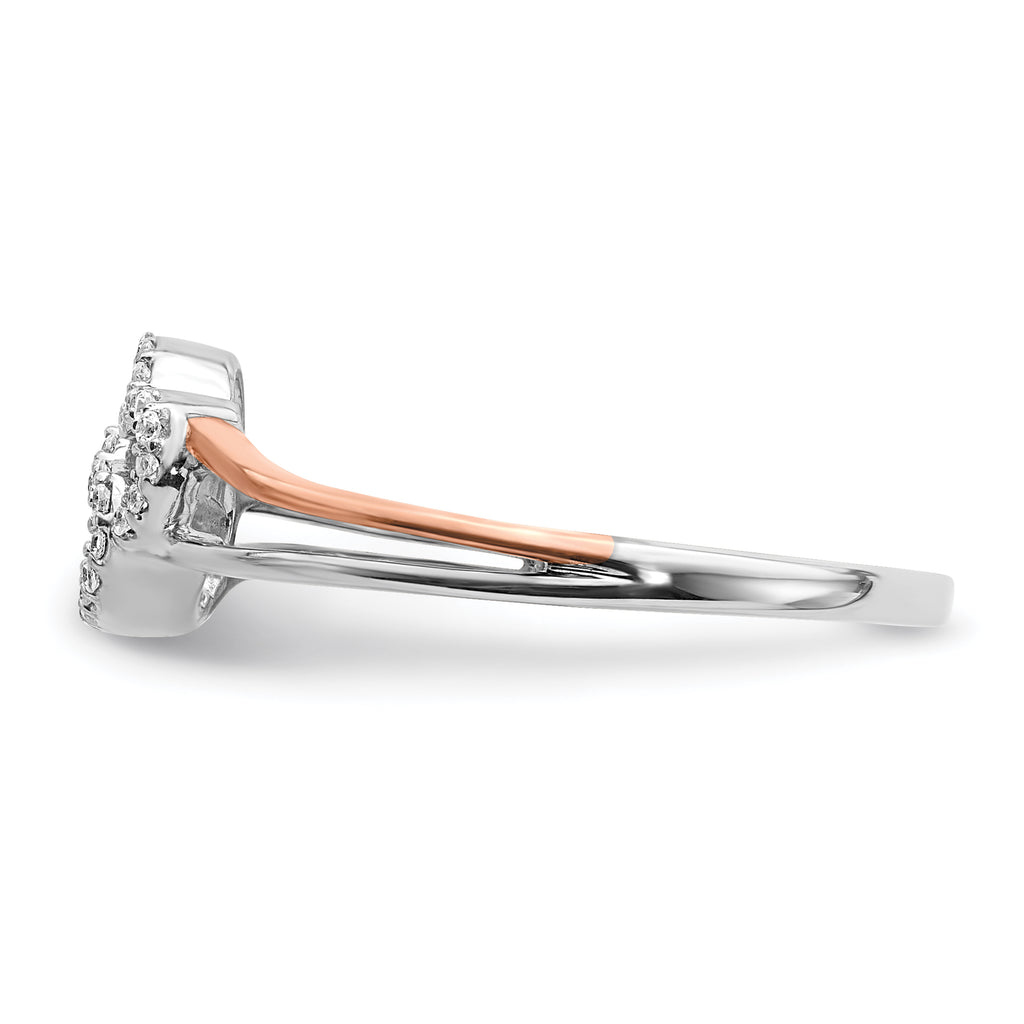14k White and Rose Gold Diamond Polished Double Heart Ring