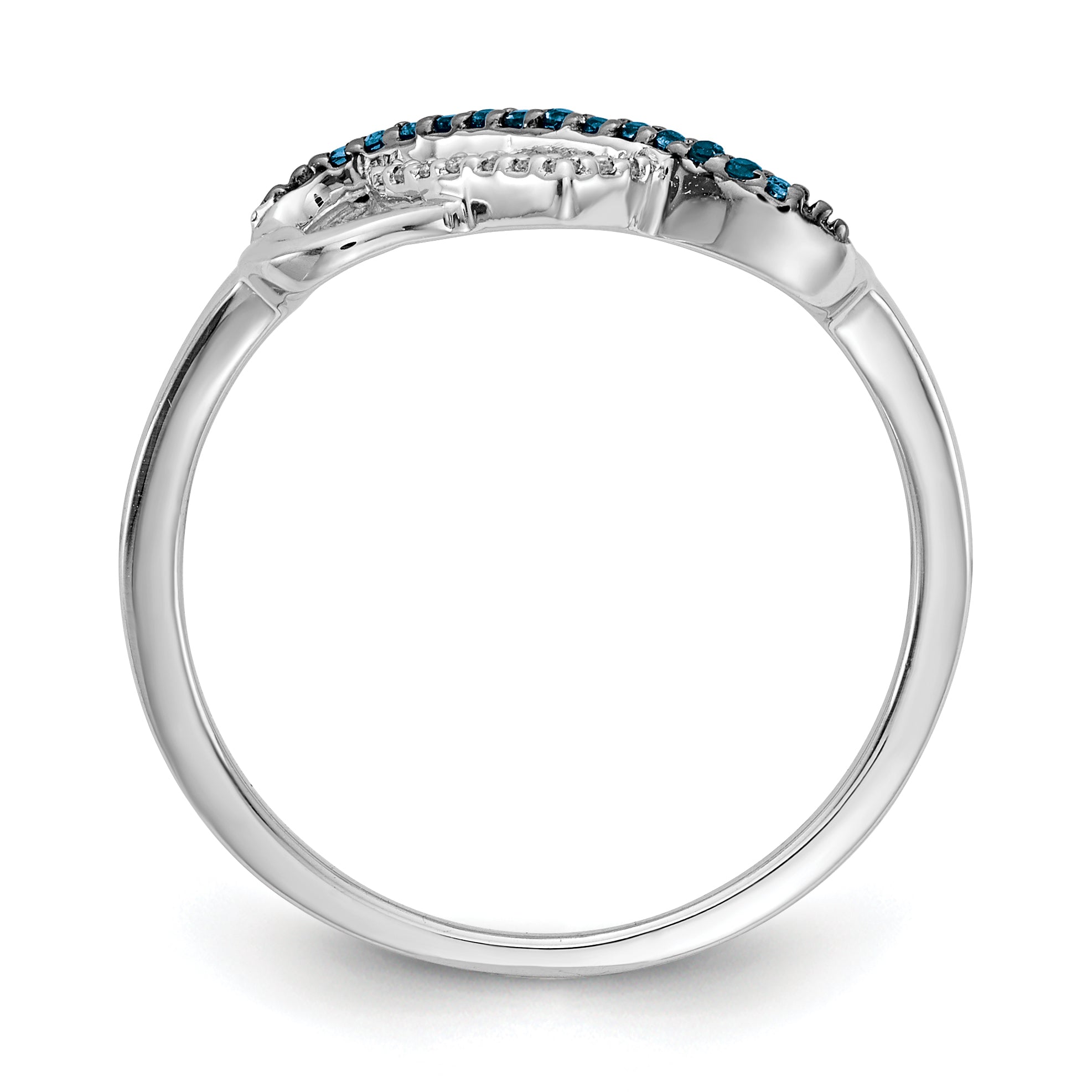 14k White Gold Blue and White Diamond Infinity and Heart Ring Secondary image