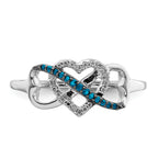14k White Gold Blue and White Diamond Infinity and Heart Ring