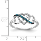 14k White Gold Blue and White Diamond Infinity and Heart Ring
