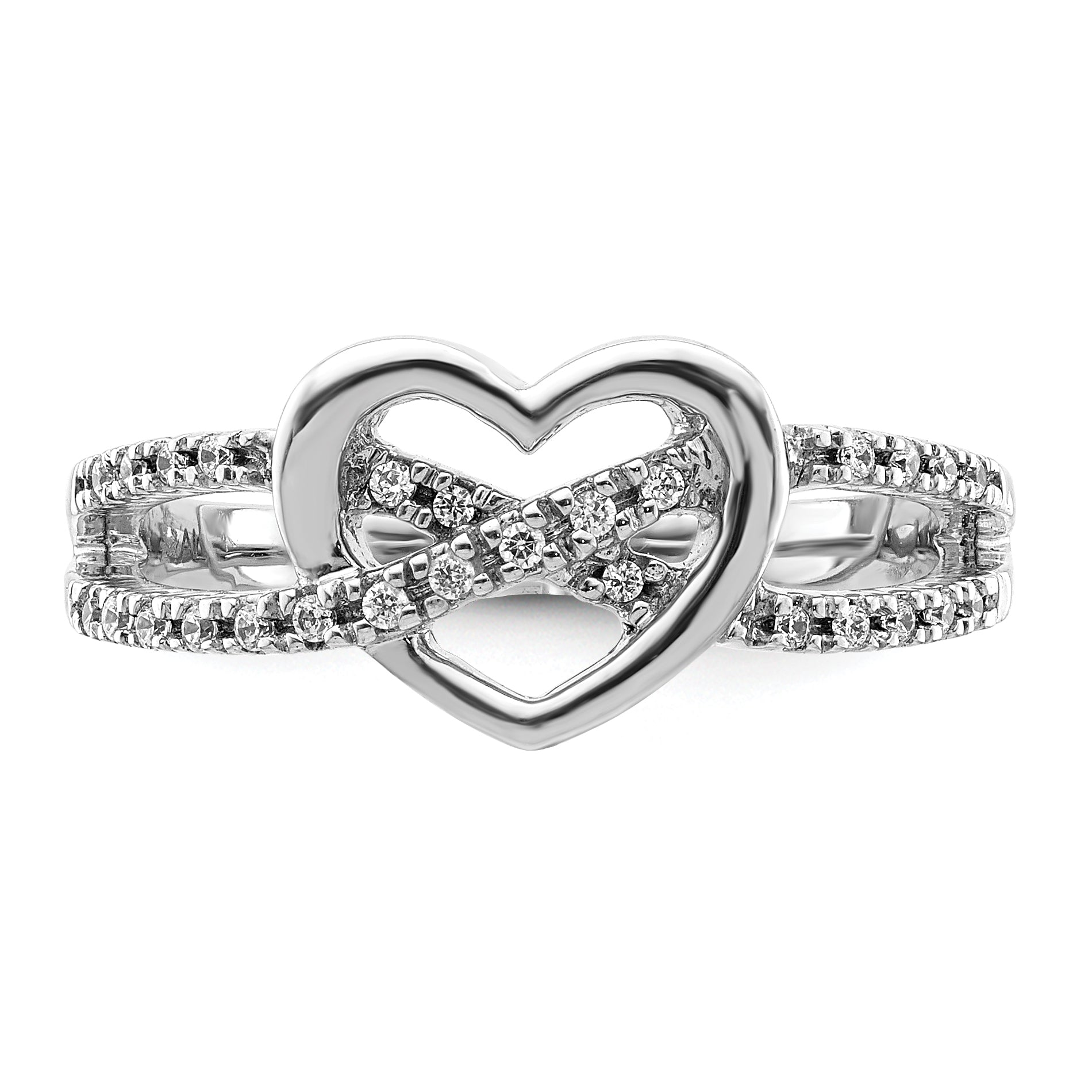 14k White Gold Diamond Heart Ring