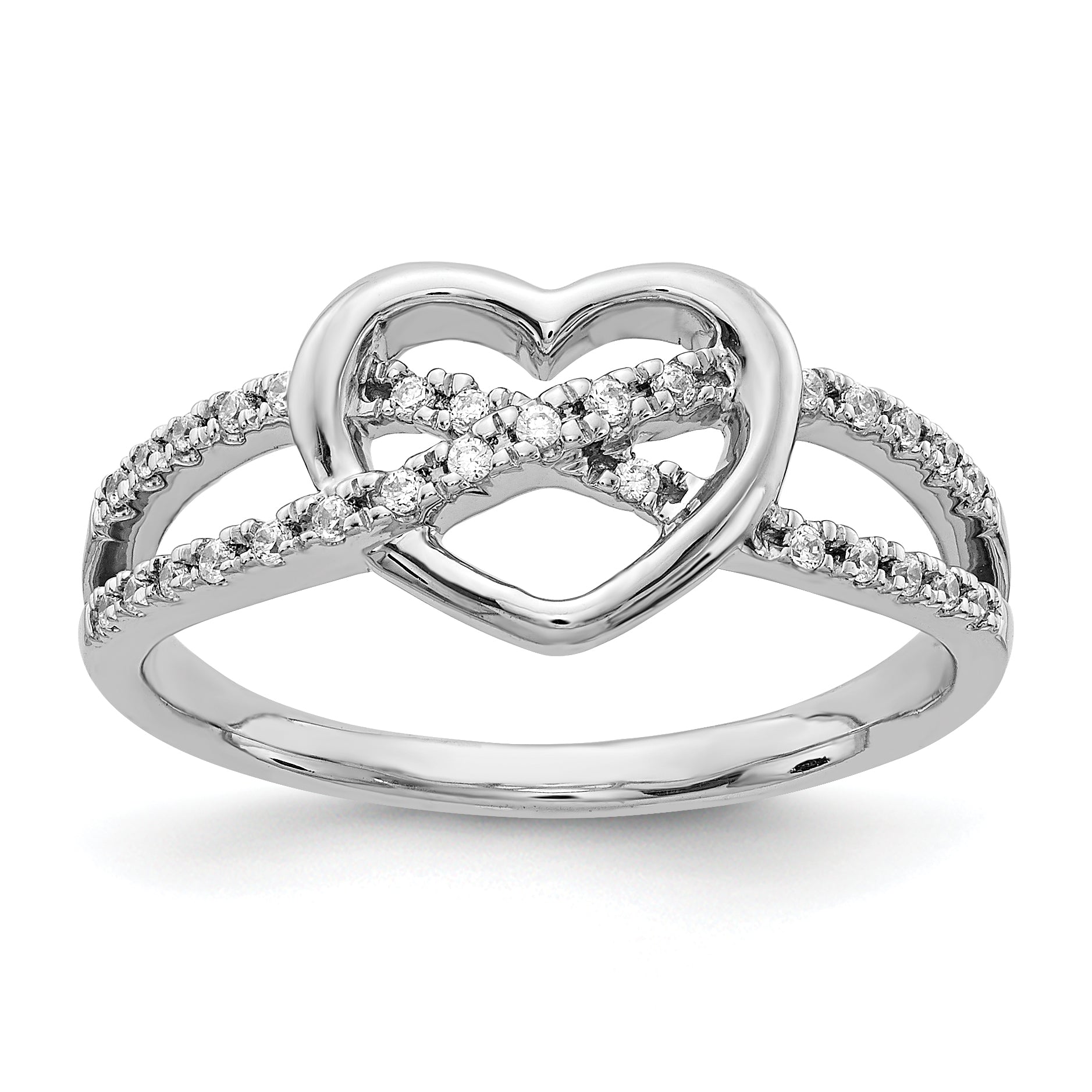14k White Gold Diamond Heart Ring Main image
