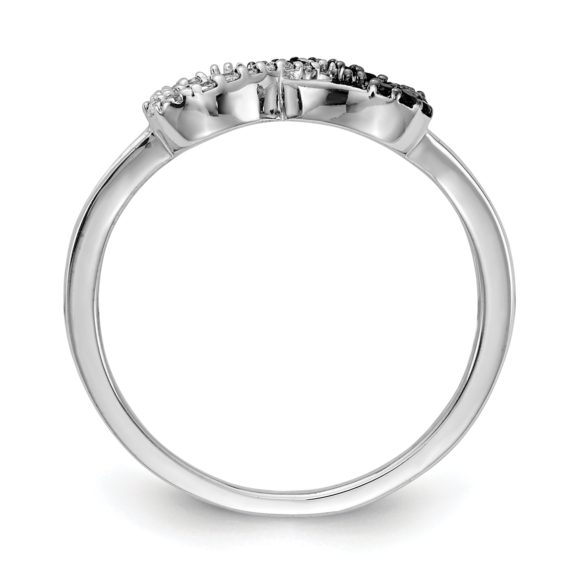 14k White Gold Black and White Diamond Infinity Heart Ring Secondary image
