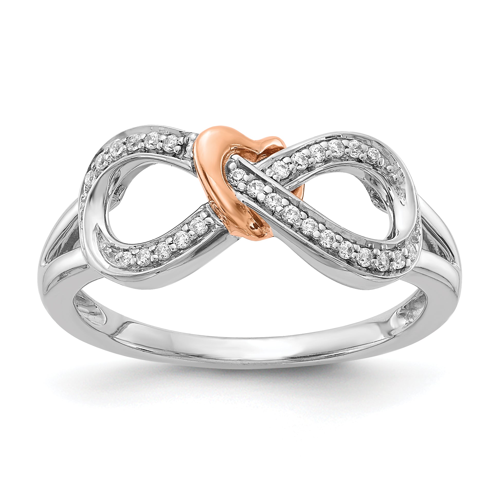 14k Two-tone Diamond Infinity WithHeart Ring Main image