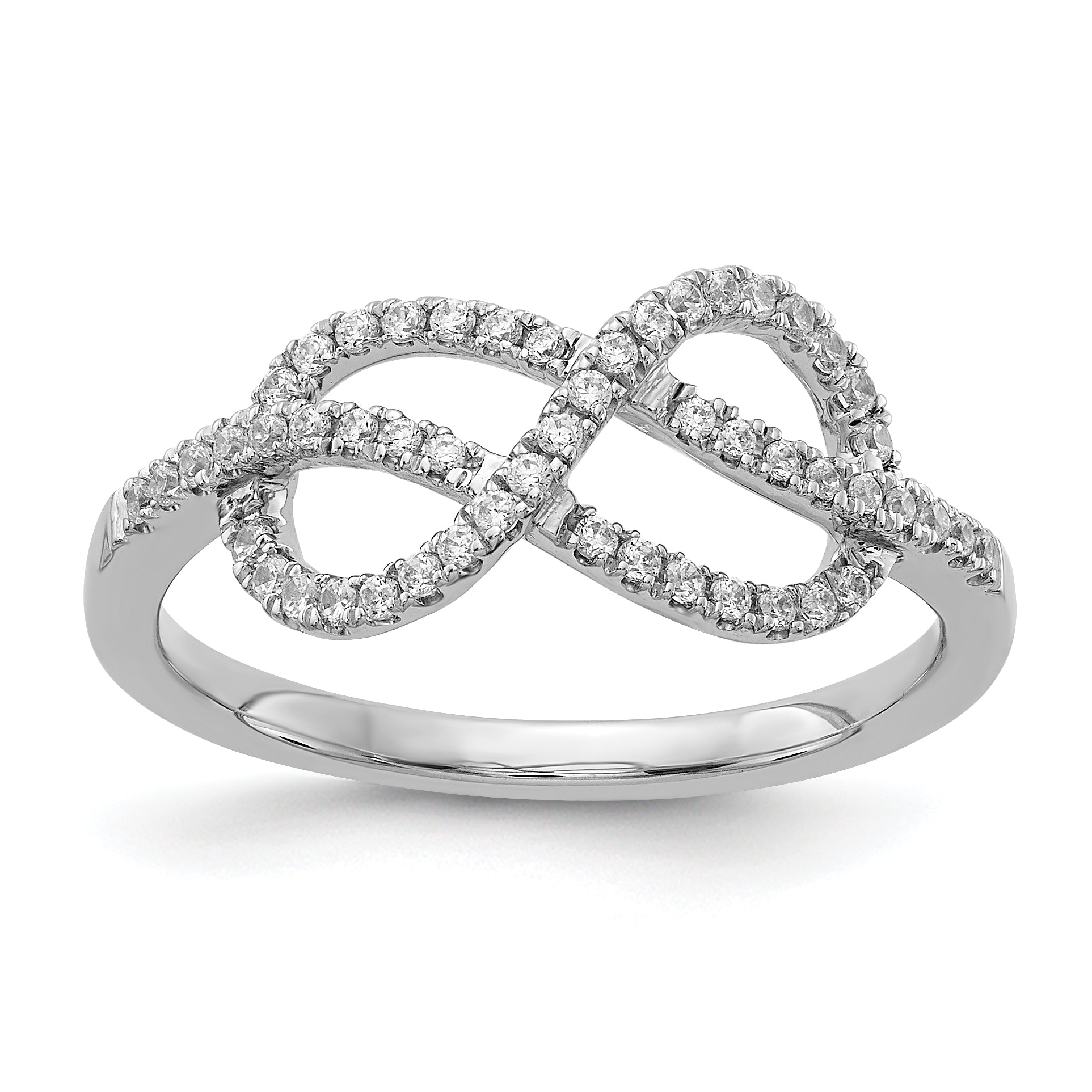 14k White Gold Diamond Celtic Knot Ring Main image