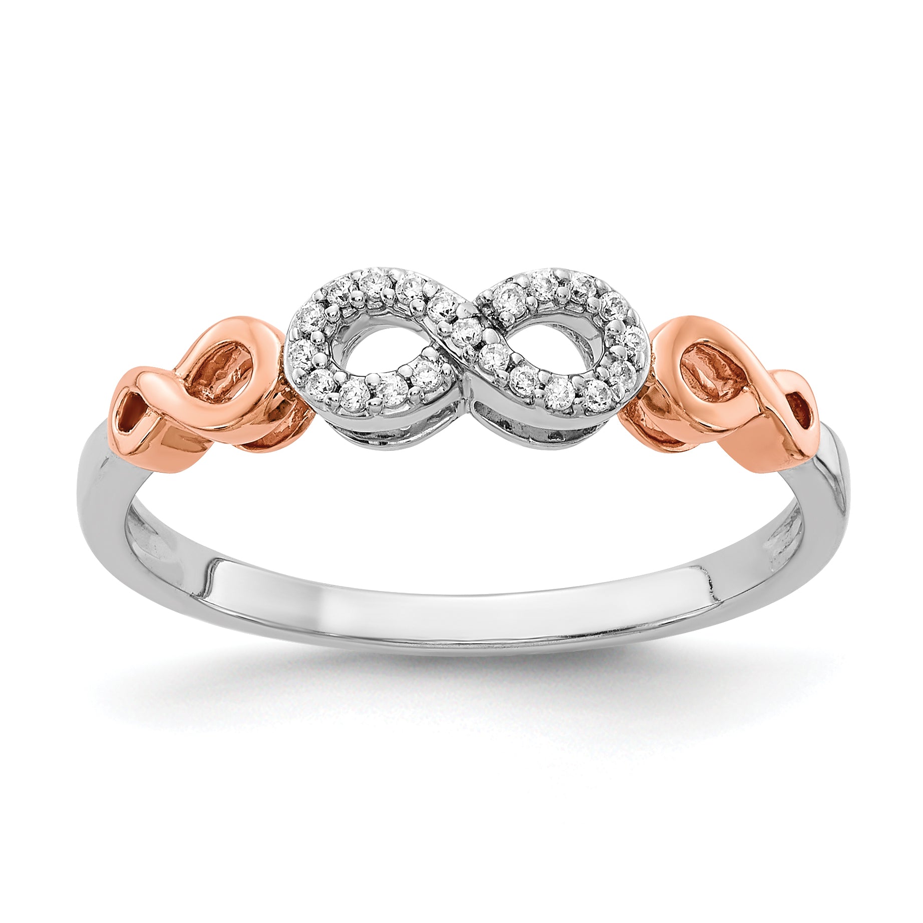 14k Rose Gold WithWhite Rhodium Diamond Infinity Ring Main image