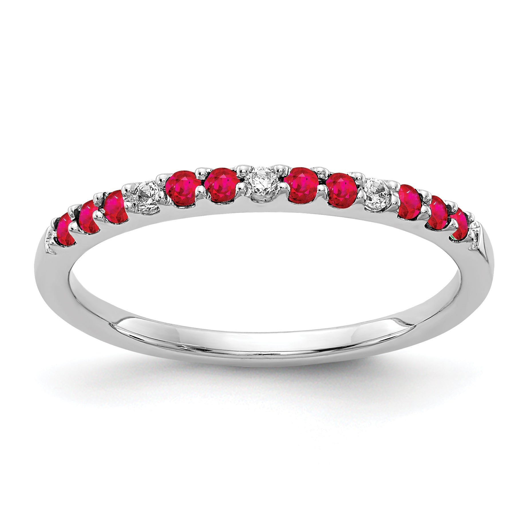 14k White Gold Diamond and Ruby Band Main image