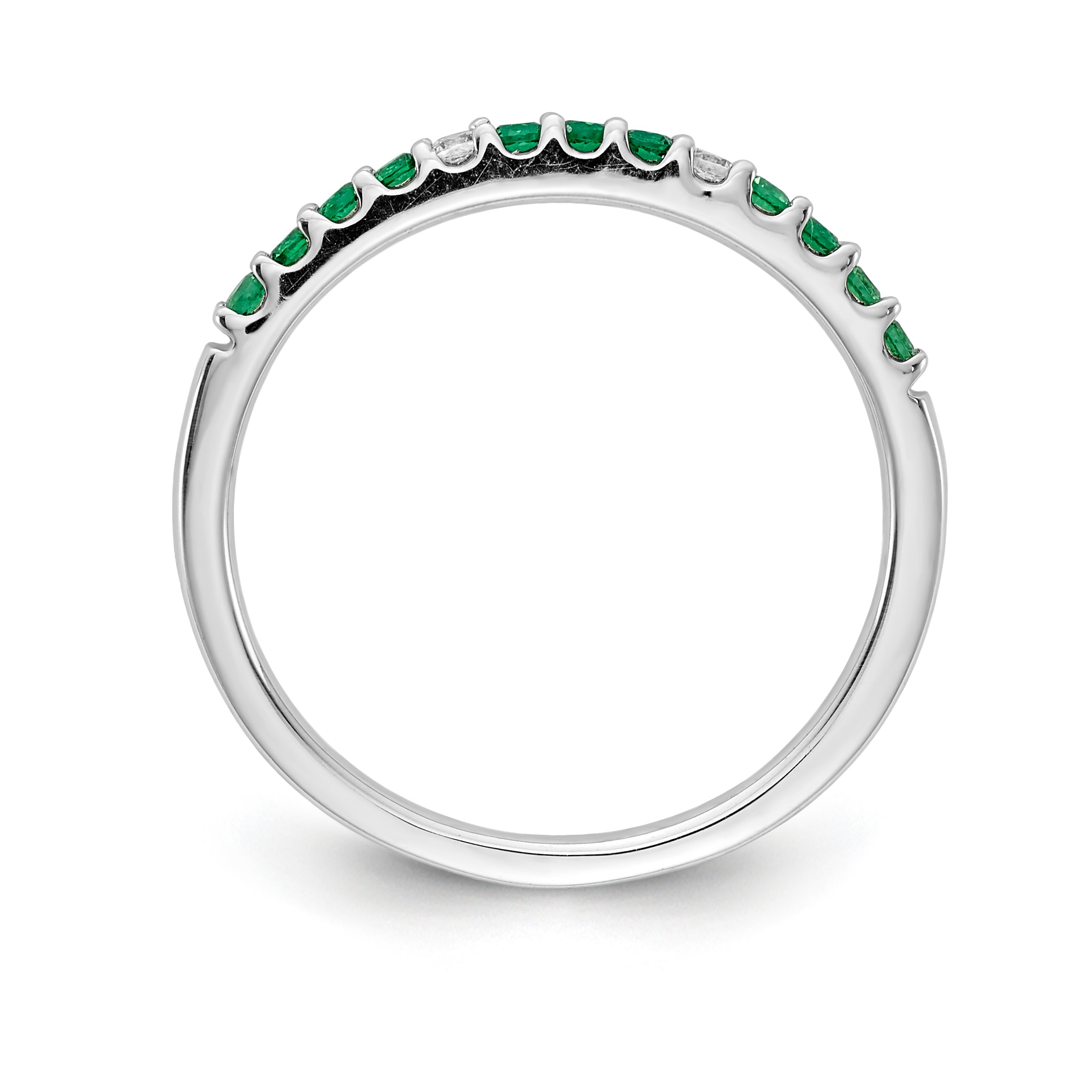 14k White Gold Diamond and Emerald Band Secondary image