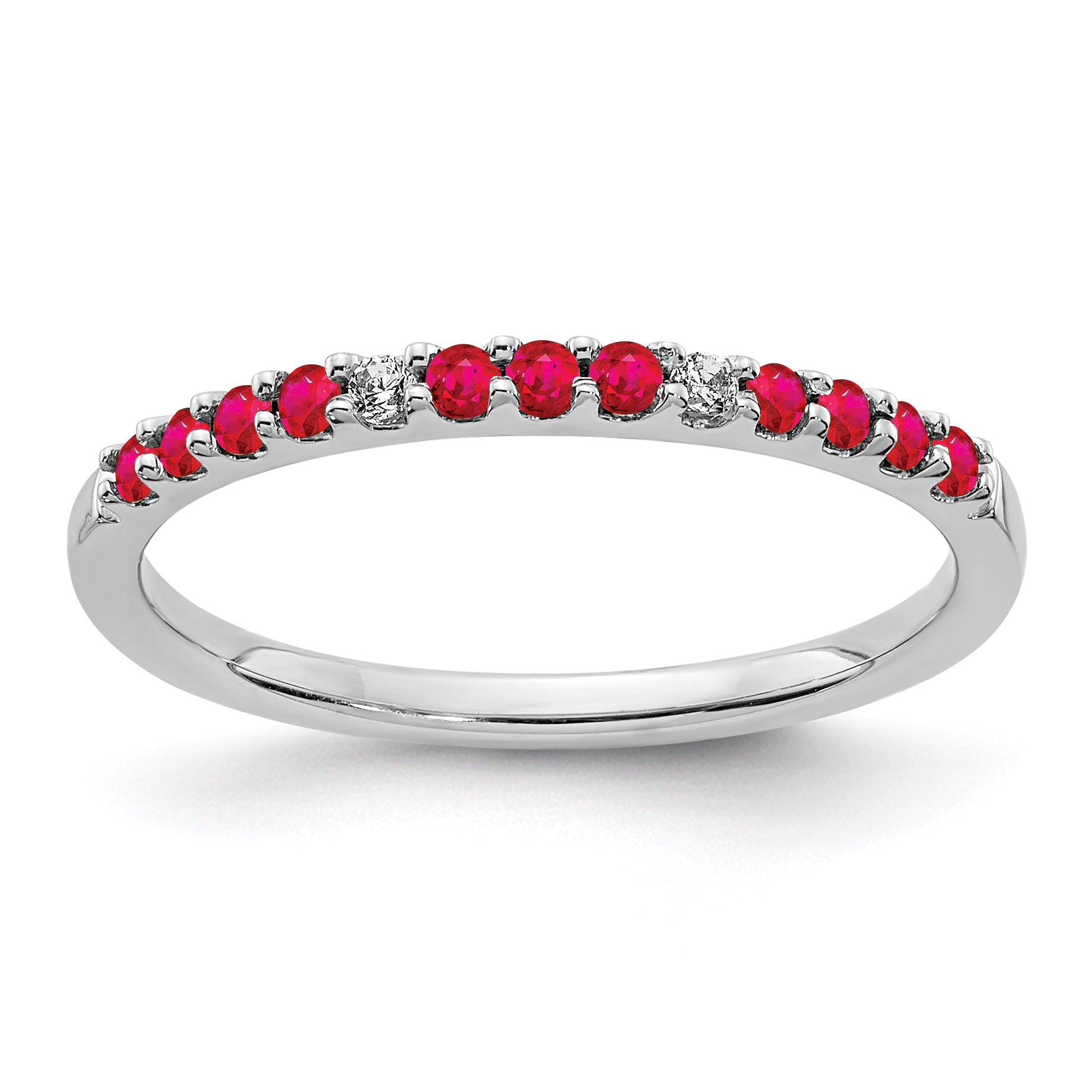 14k White Gold Diamond and Ruby Band Main image