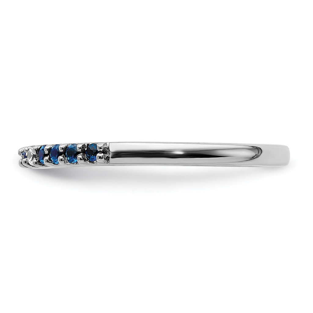 14k White Gold Diamond and Sapphire Band