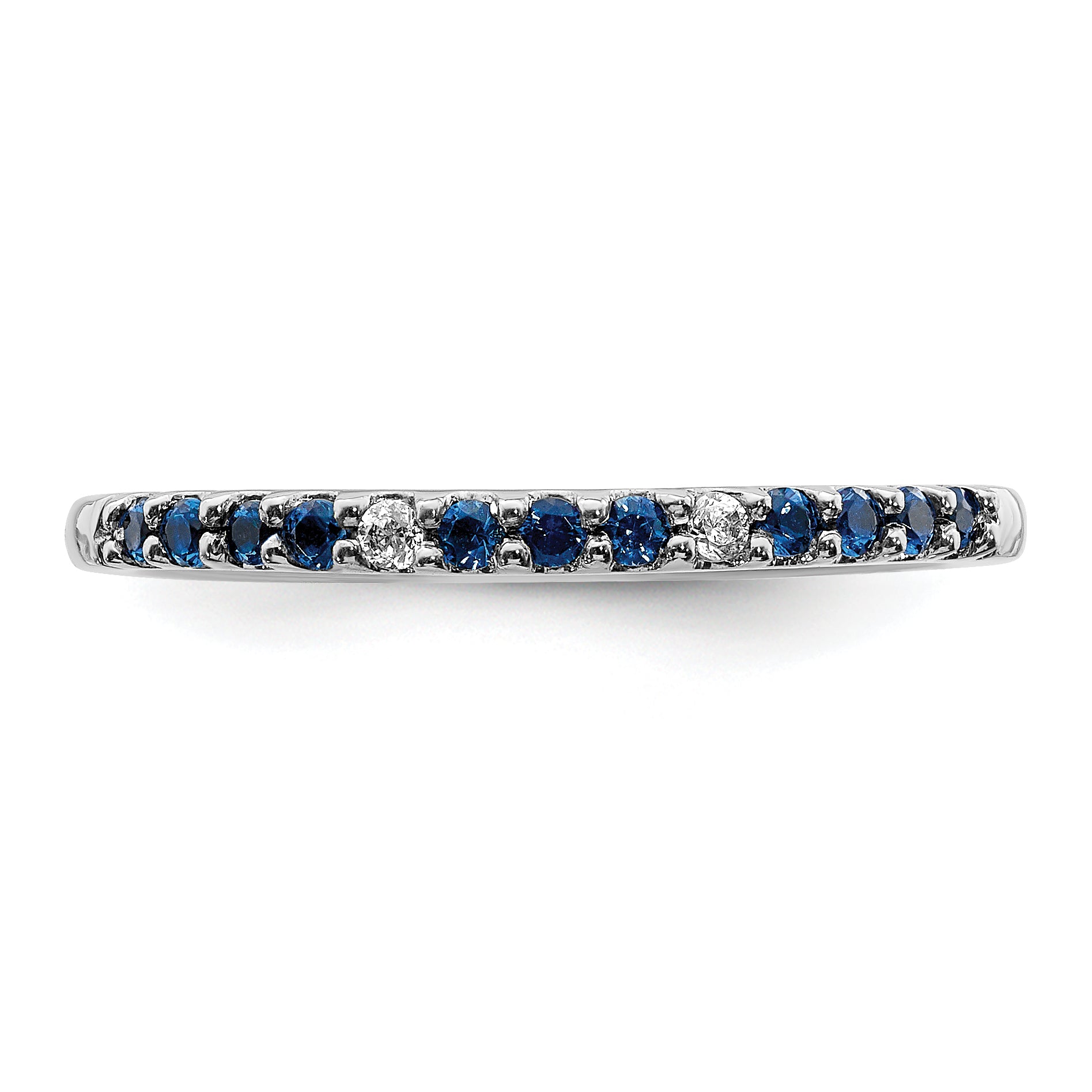 14k White Gold Diamond and Sapphire Band