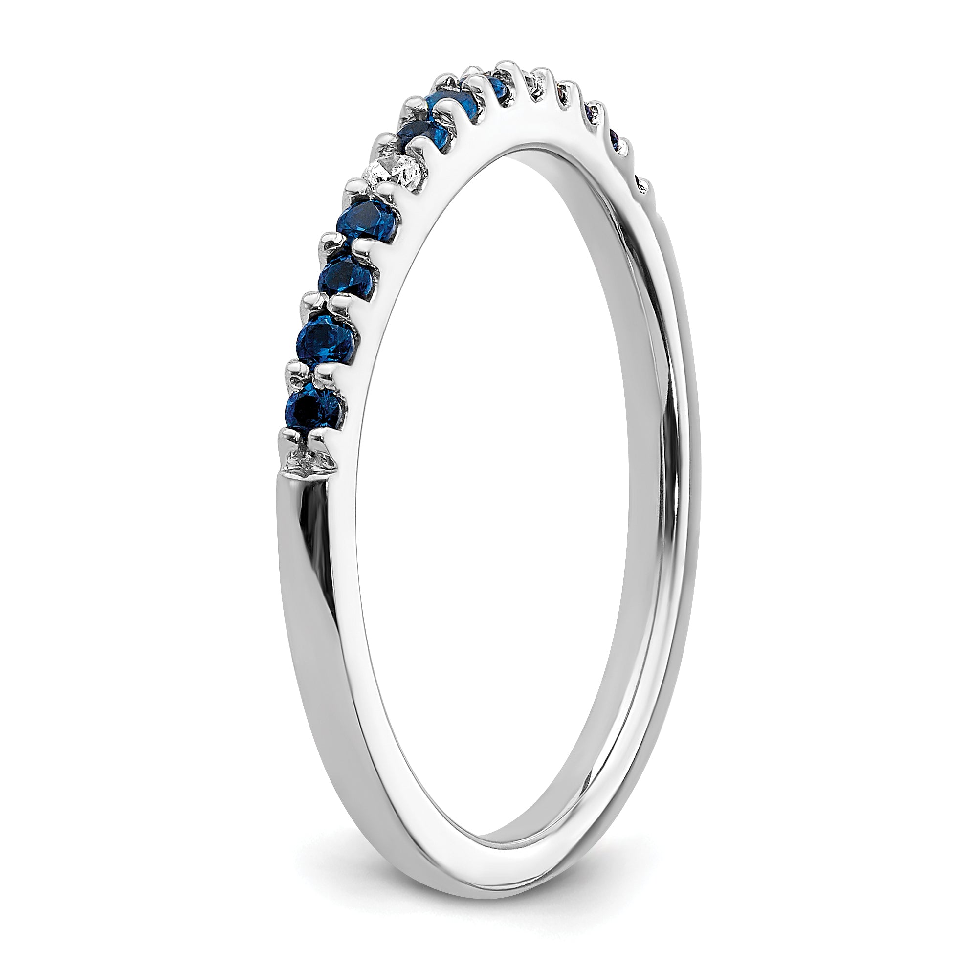 14k White Gold Diamond and Sapphire Band