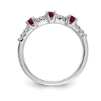 14k White Gold Diamond and Ruby 3-Stone Ring