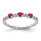 14k White Gold Diamond and Ruby 3-Stone Ring
