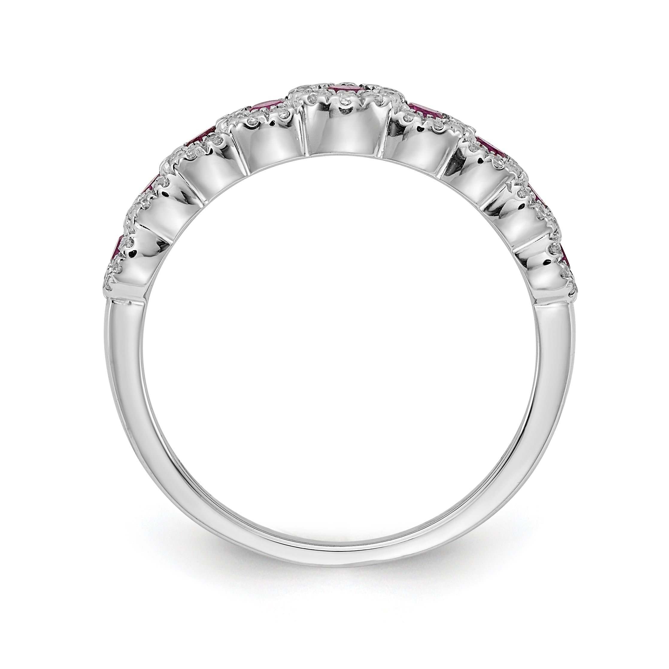 14k White Gold Diamond and Ruby Polished Ring Secondary image