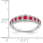 14k White Gold Diamond and Ruby Polished Ring