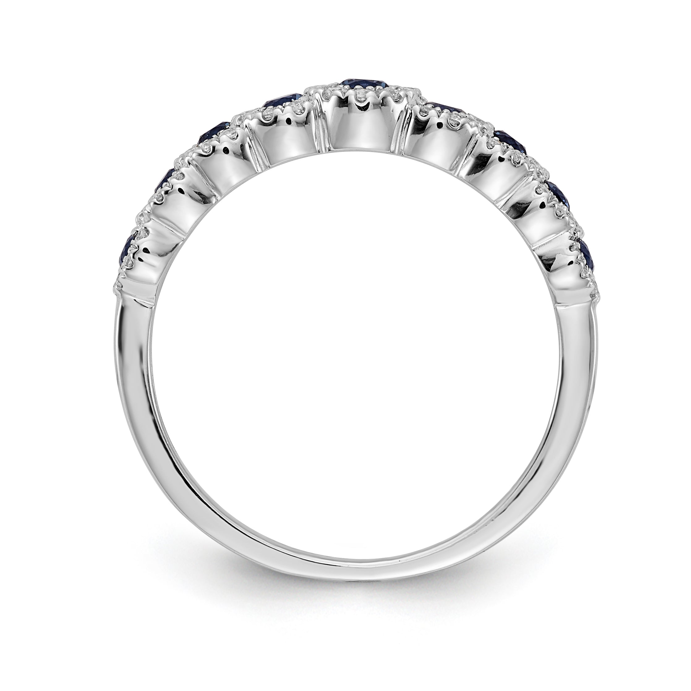 14k White Gold Diamond and Sapphire Polished Ring Secondary image