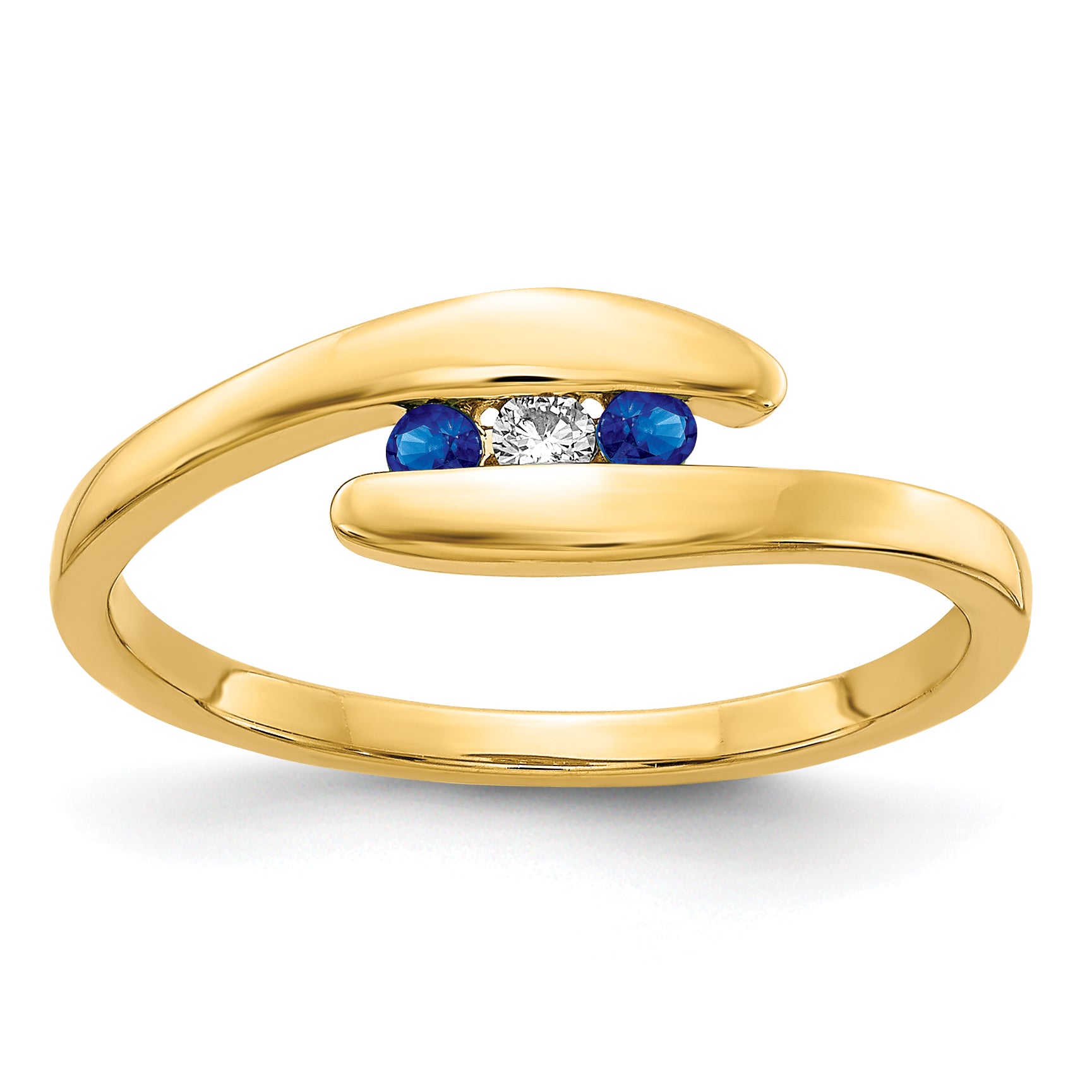 14k Sapphire and Diamond 3-stone Ring Main image