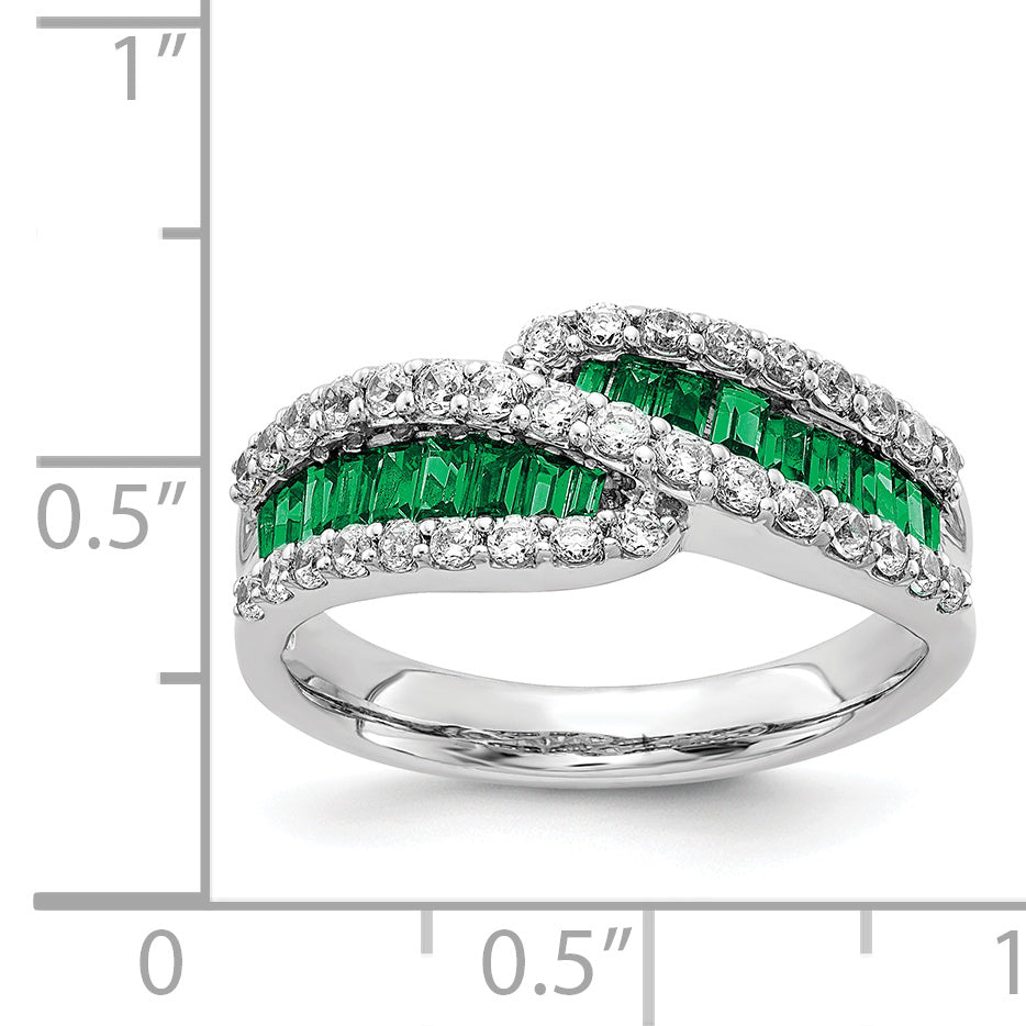 14k White Gold Emerald Diamond Ring