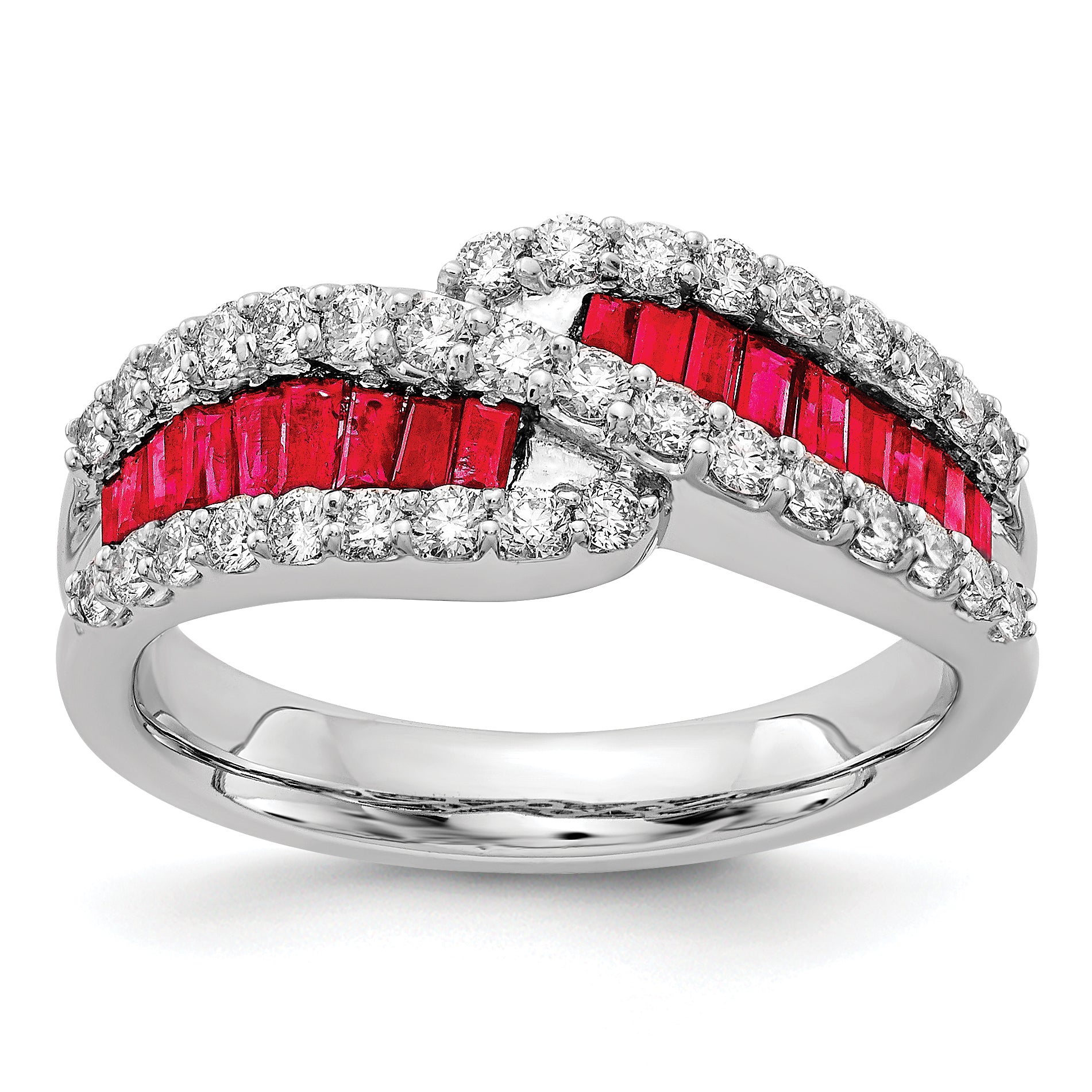 14k White Gold Ruby Diamond Ring Main image